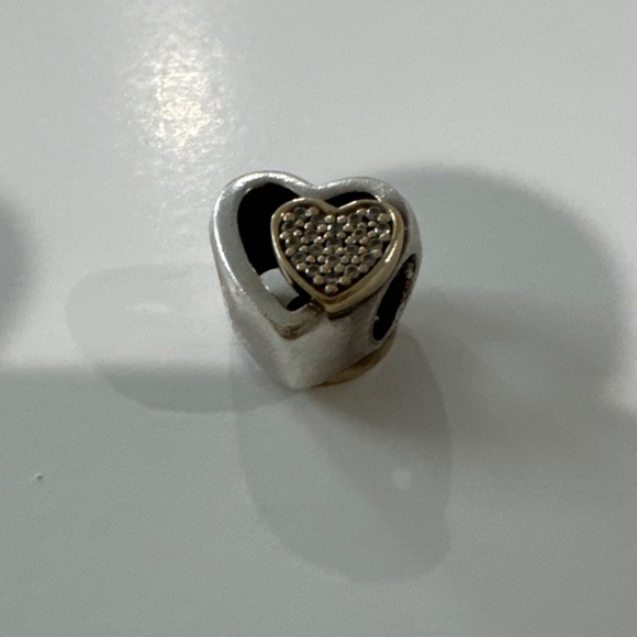 Auth NEW Pandora S925 ALE & 14K Gold Joined Together Charm W/ Clear Zirconia - Picture 8 of 9